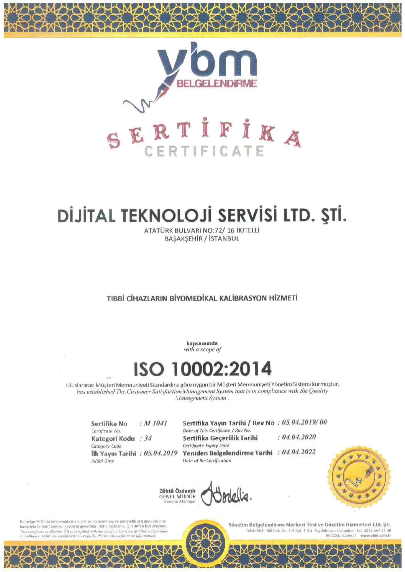 ISO 10002:2014 — Müşteri Memnuniyeti