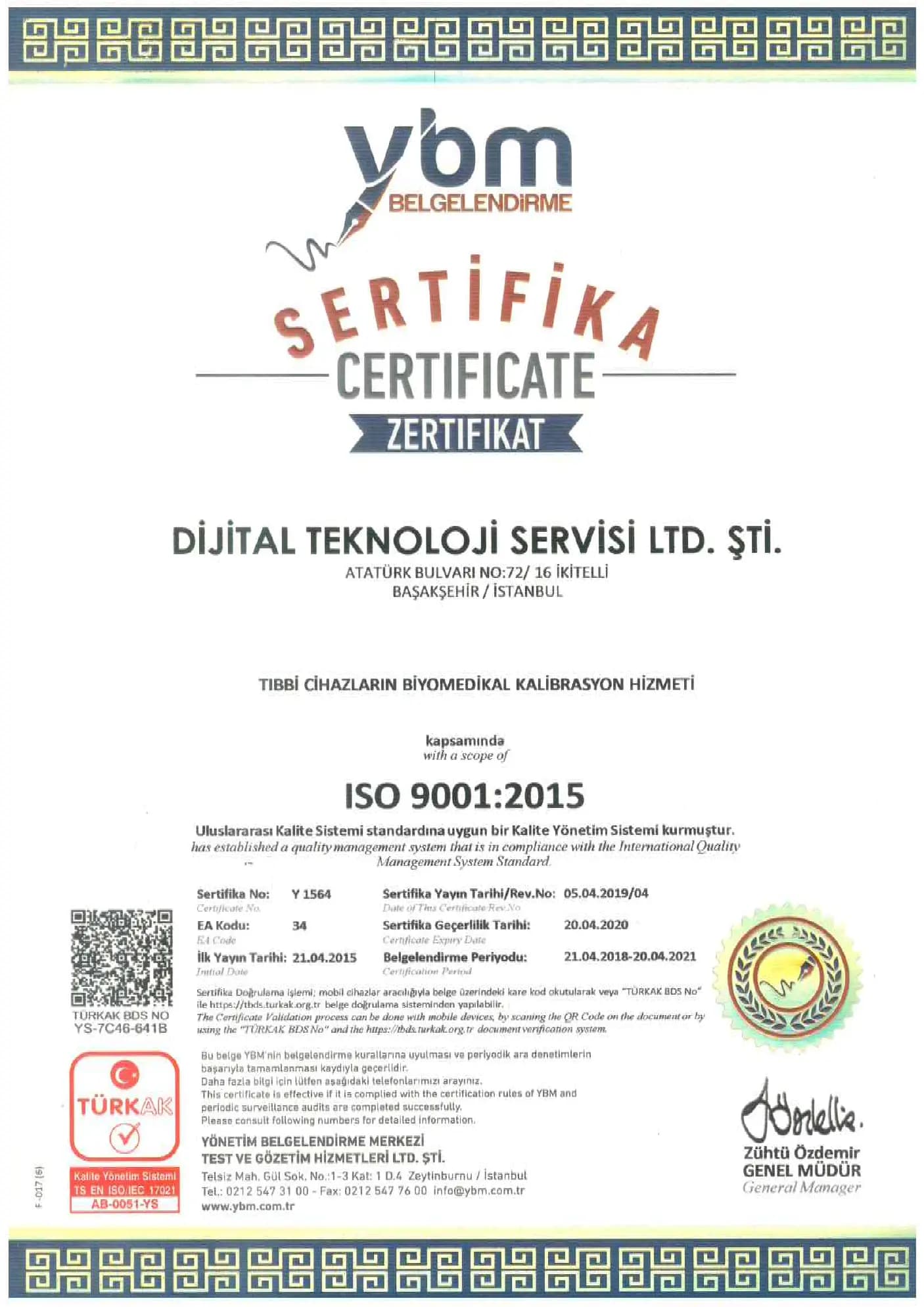 ISO 9001:2015 — Kalite Yönetim Sistemi